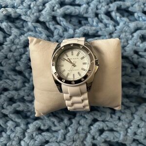 Anne Klein White and Silver Watch